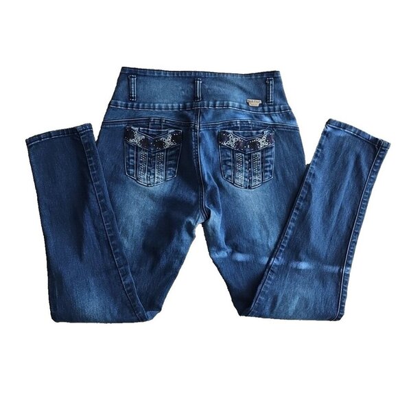 Tush Push Jeans Women's Size 15 (30x31) Rhinestone Sequin Embroidery Stretch - Picture 3 of 16